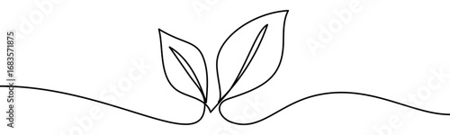 Tree leaves sign. Symbol of nature, ecology, sustainability, organic life and environmental care, vector illustration in continuous line style