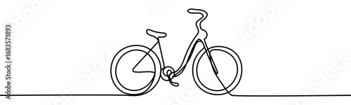 Bicycle sign. Symbol of eco-friendly transport, sustainability, active lifestyle and green mobility, vector illustration in continuous line style