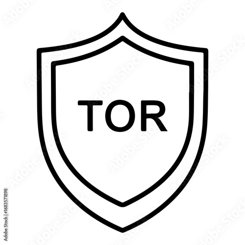 Scalable vector icon of a tor shield symbol for network security and privacy