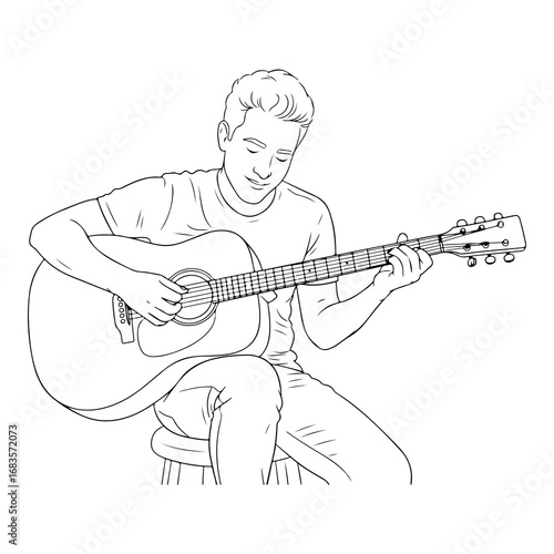 Man playing acoustic guitar illustration vector scalable graphic for music art and design