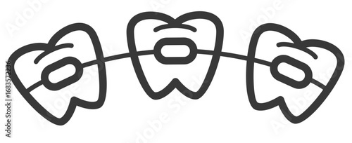 Cartoon Graphic of Teeth with Braces