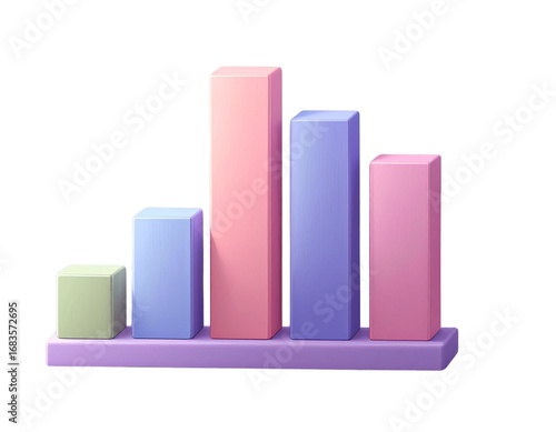 3d minimal bar chart. data analysis. bar graph icon. 3d illustration. 