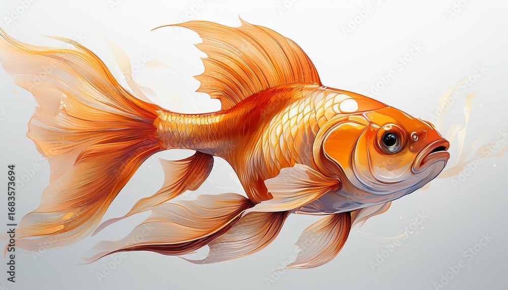 Fototapeta premium isolated orange goldfish on white background for design use