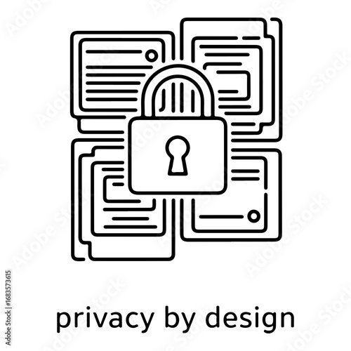 Secure document protection lock icon concept for data privacy and information security