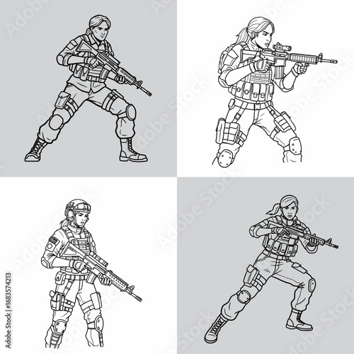 Female Soldier Illustrations