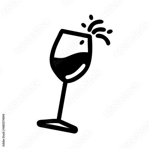 Illustration of a wine glass with a splash, , perfect for menus, invitations, or branding related to wine and beverages