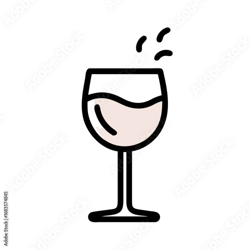 Vector art of elegant wine glass illustration on a, ideal for winerelated designs, menus, or branding, conveying sophistication and taste