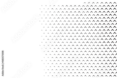 Abstract geometric pattern of small black arrows gradually fading into a white background creating a modern and minimalist design