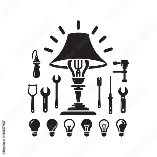 lamps vector silhouette outline logo design concept illustration
