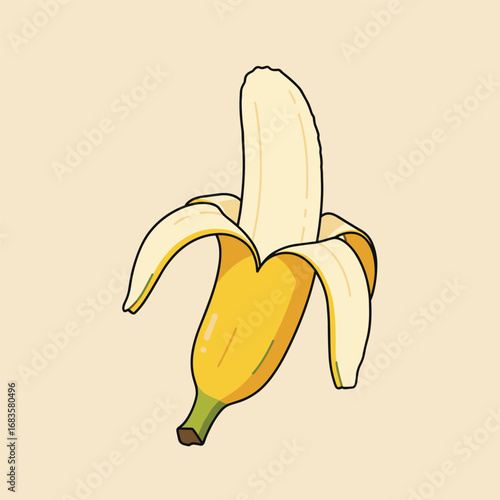 Banana icon set isolated vector illustration. Peel bananas, yellow fruit and a bunch of bananas. Tropical fruits, banana snacks or vegetarian nutrition.