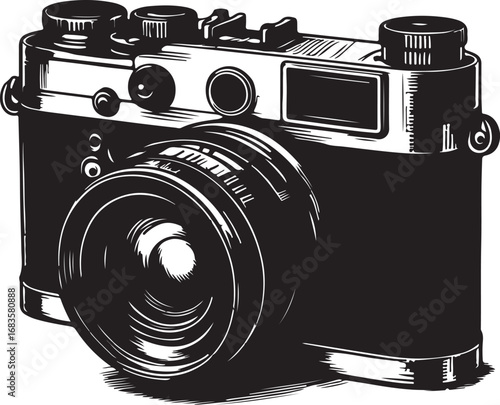 Vintage Style Retro Camera Equipment Detailed Illustration Graphic