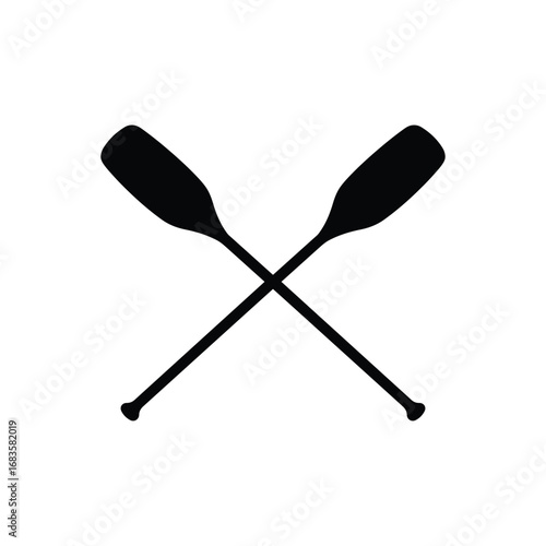 Crossed oars silhouette vector flat illustration design.