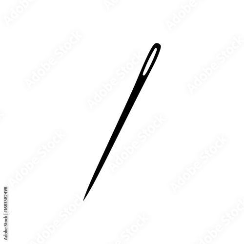 Sewing needle silhouette vector flat illustration design.