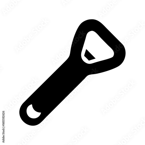 Vector art of bottle opener tool for opening bottles and cans with a simple design and metal construction for easy use