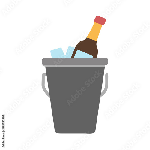 Vector art of wine bottle in ice bucket, a refreshing and elegant way to chill drinks for parties, celebrations, and events