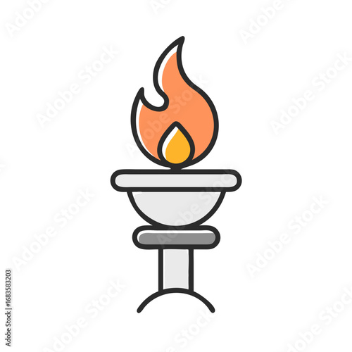 Illustration of a torch with a burning flame, symbolizing heat, energy, and light