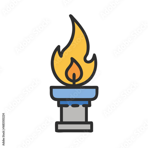 Illustration of a torch with a burning flame, symbolizing heat, energy, and light
