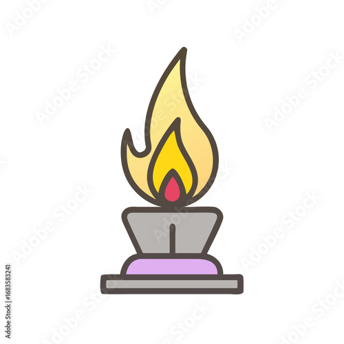 Illustration of a burning flame in a container
