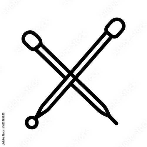 Vector art of two cotton swabs crossed, representing hygiene, beauty, and medical care with a clean and simple design