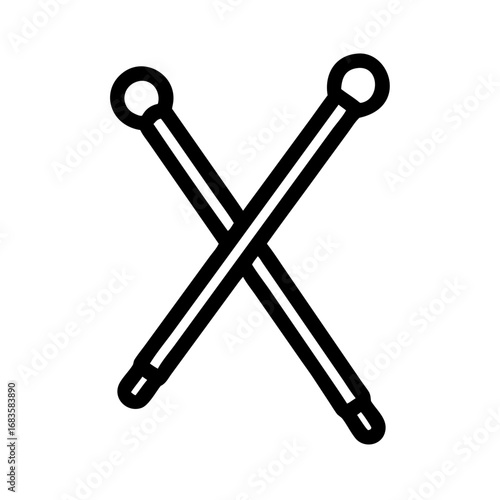 Vector art of two cotton swabs crossed, representing hygiene, beauty, and medical care with a simple and clean design