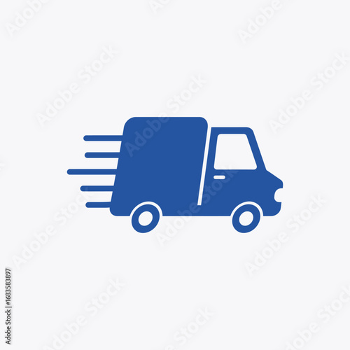 Blue Delivery Van with Speed Lines Delivering Packages Quickly.