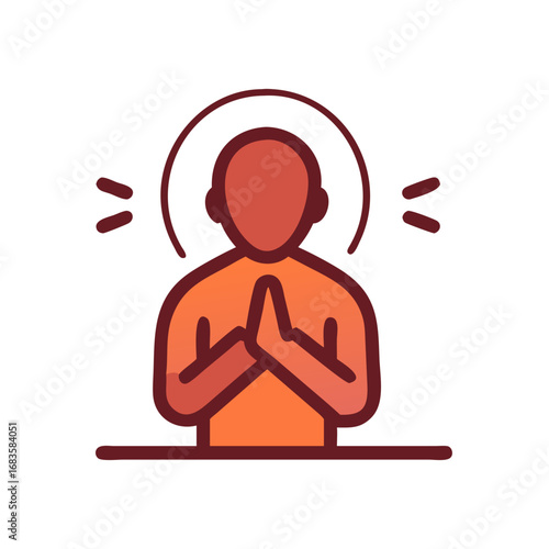 Illustration of a person in prayer or meditation, conveying peace, spirituality, and inner harmony