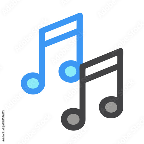 Vector art of blue and gray musical notes, creating a modern and stylish representation of music and harmony in a simple design