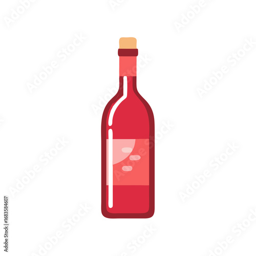 Illustration of a red wine bottle with a cork, , perfect for wine lovers and those who enjoy a good glass of wine