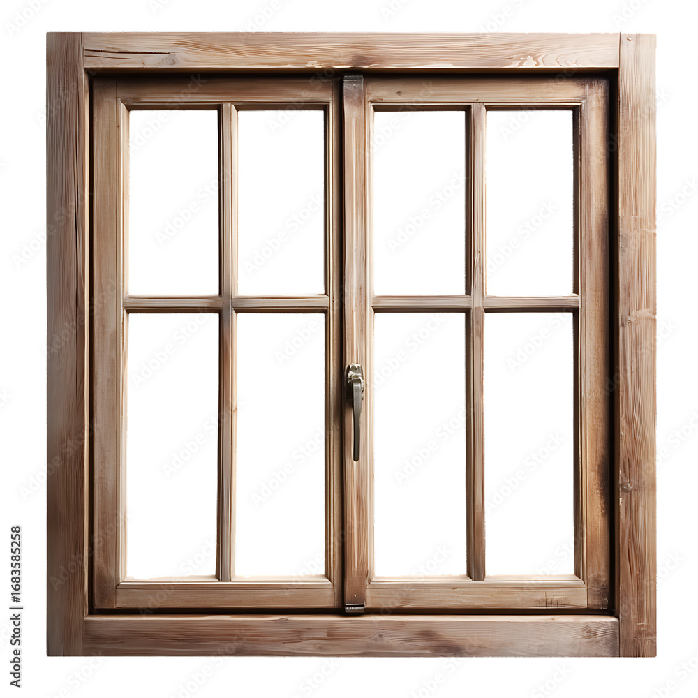 Fototapeta premium Vintage wooden window isolated on transparent background (PNG) 