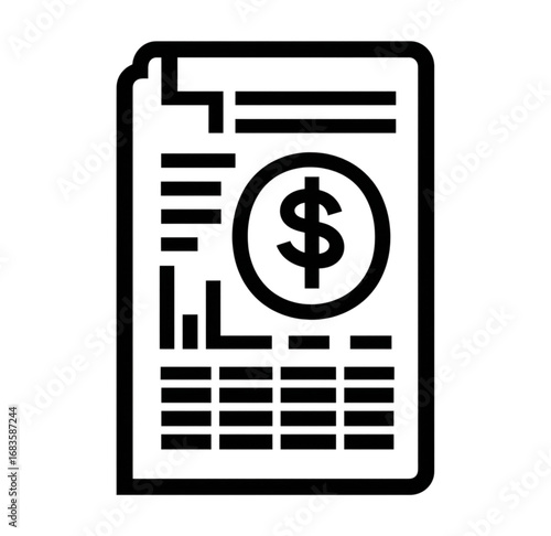 Bill document with dollar sign, lines, and tabular grid