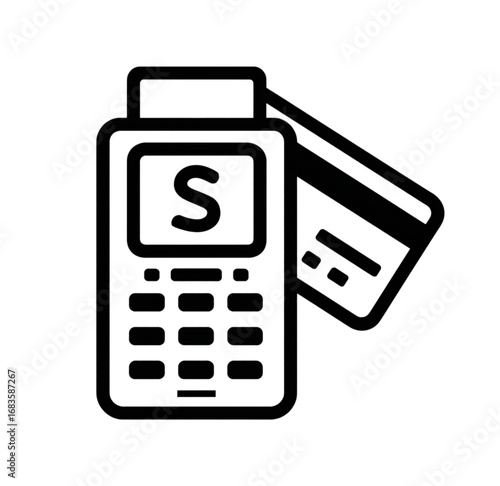 Card reader terminal with keypad and angled bank card
