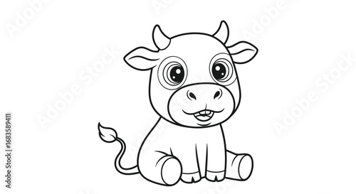 Adorable baby cow coloring page fun for kids and toddlers learning about farm animals