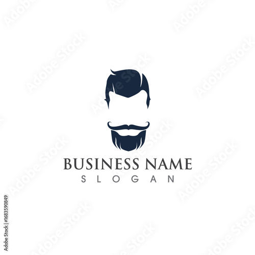handsome man with a mustache and beard logo and symbol vector