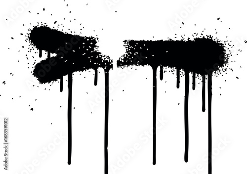 Black paint dripping graffiti style vector illustration with splatter effect 