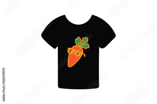 Cool carrot wearing sunglasses on black t shirt