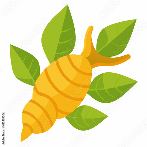 Energize your wellness campaign with this vibrant turmeric root illustration, perfect for health blogs, spice shops, and ayurvedic medicine promotions, a healthy lifestyle choice