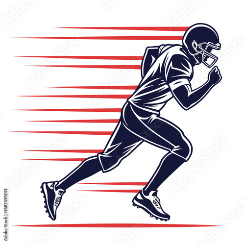 American football player running with speed lines motion