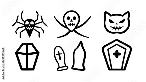 black and white helloween icons