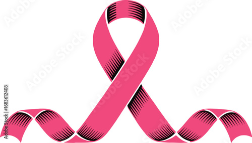 Pink ribbon symbol of breast cancer awareness and support campaign