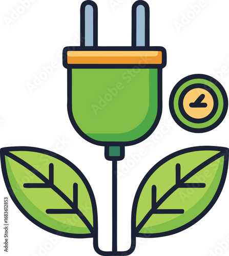 Eco electric plug icon vector illustration sustainable energy concept for green power
