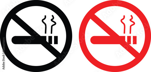 No smoking sign icons, Not allowed sign, No smoking icon editable vector symbol, No smoking no vaping and smoking area sign illustration,
