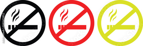 No smoking sign icons, Not allowed sign, No smoking icon editable vector symbol, No smoking no vaping and smoking area sign illustration,
