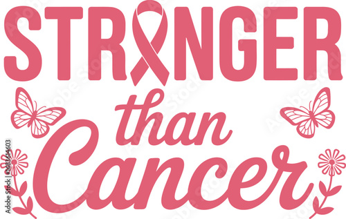 Stronger than cancer breast cancer awareness ribbon and butterflies