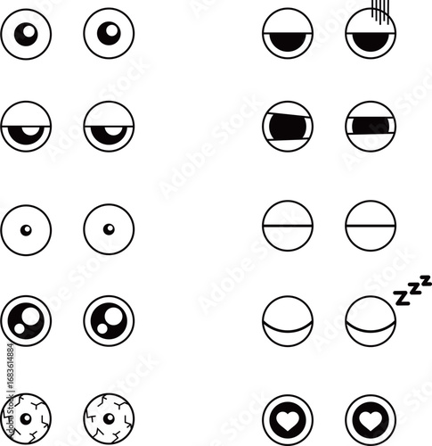 目の表情のベクターイラスト素材セット