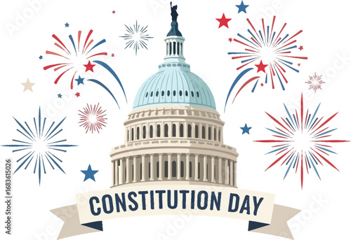 Celebrate Constitution Day with patriotic fireworks and iconic Capitol building.