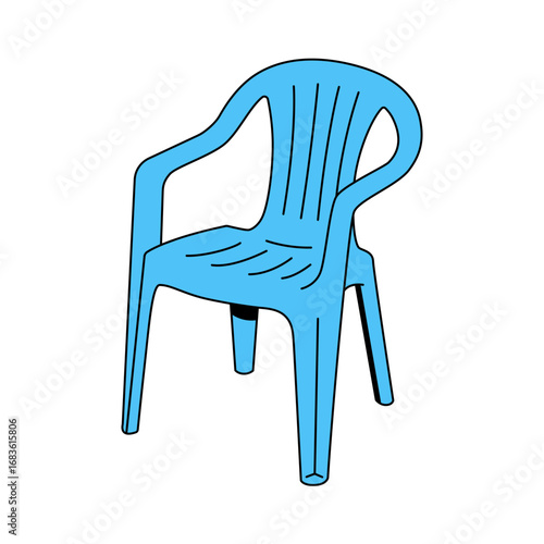 Blue Plastic Chair Illustration