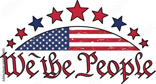 We the People patriotic design with US flag and stars