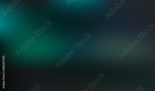 Abstract dark background with glowing green and blue light bokeh