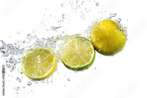 Fresh limes in water splash (1)