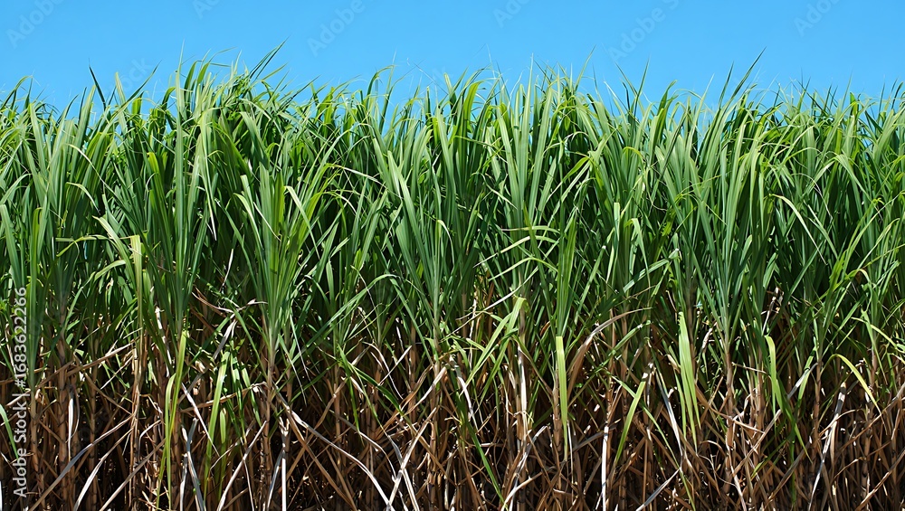 Fototapeta premium Vibrant green cornfield under a clear blue sky agricultural landscape growth and nature